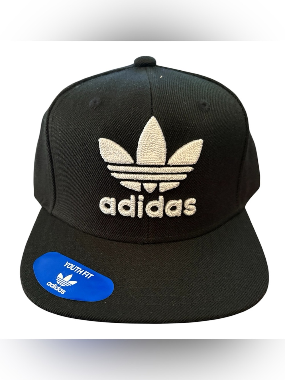 adidas - Black baseball cap with White Trefoil Logo - Youth Fit